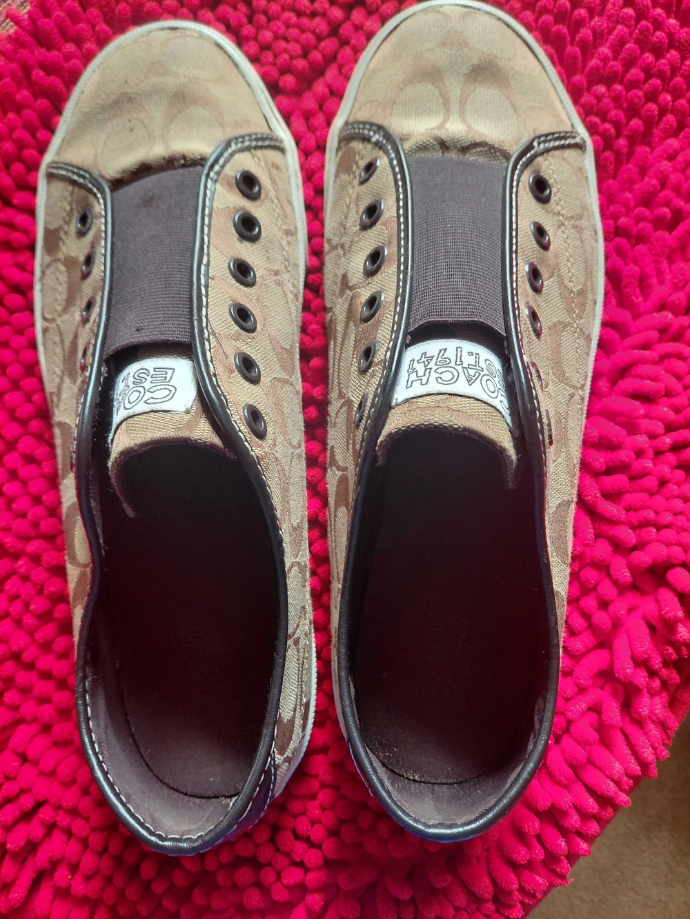 Coach Women's Slip-On Signature Canvas Sneakers in Tan - Picture 7 of 7